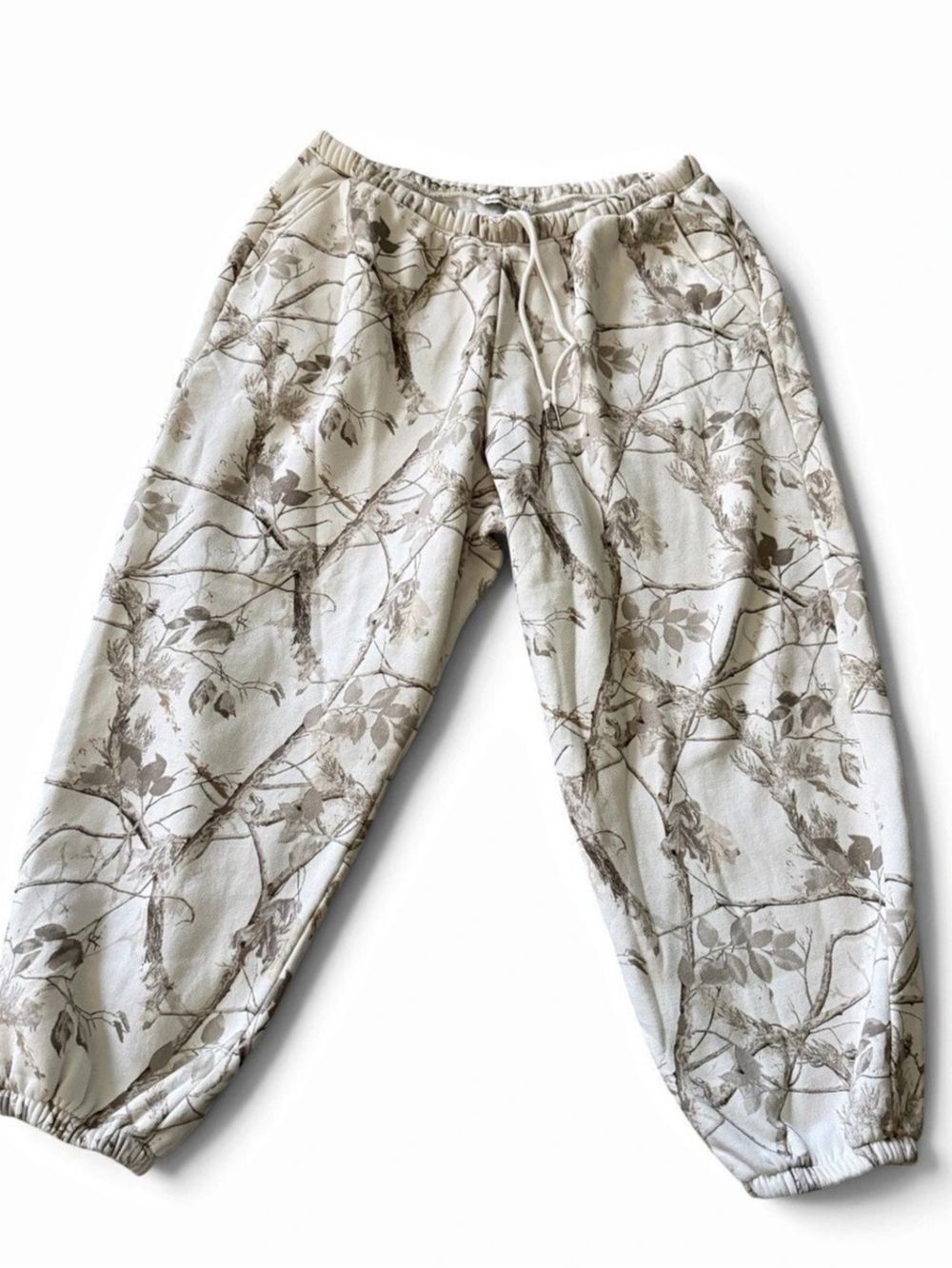 Abercrombie & Fitch Floral Joggers in White & Brown Size XL Like New